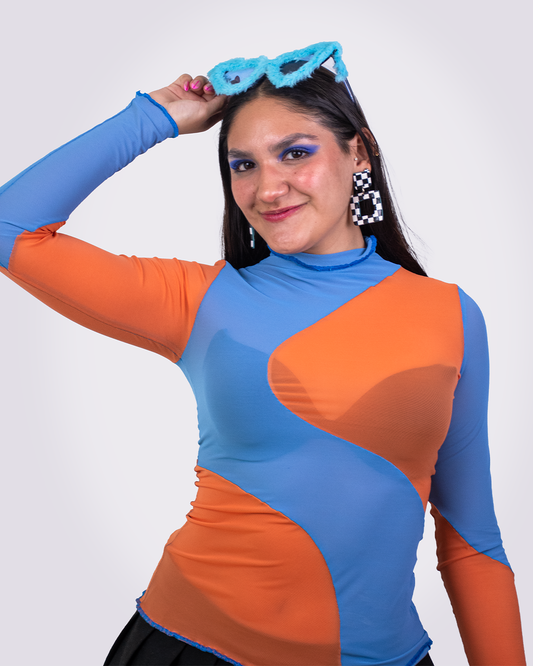 Blusa Bicolor Naranja