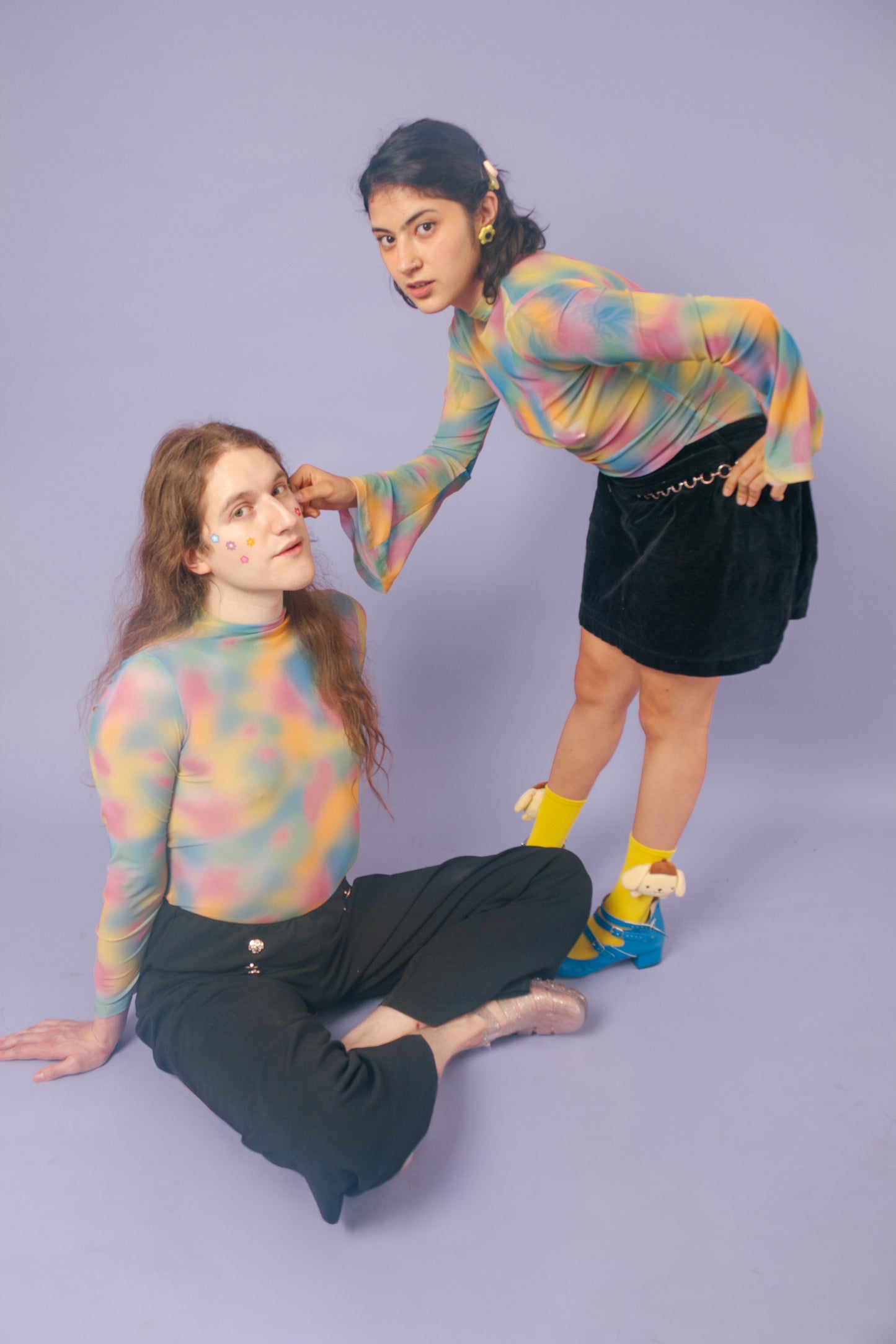 Blusa mesh manga campana Acuarela