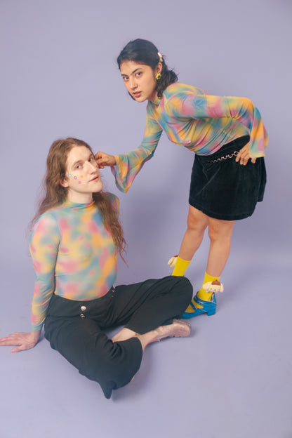 Blusa mesh manga campana Acuarela