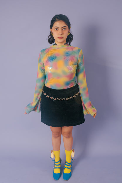 Blusa mesh manga campana Acuarela