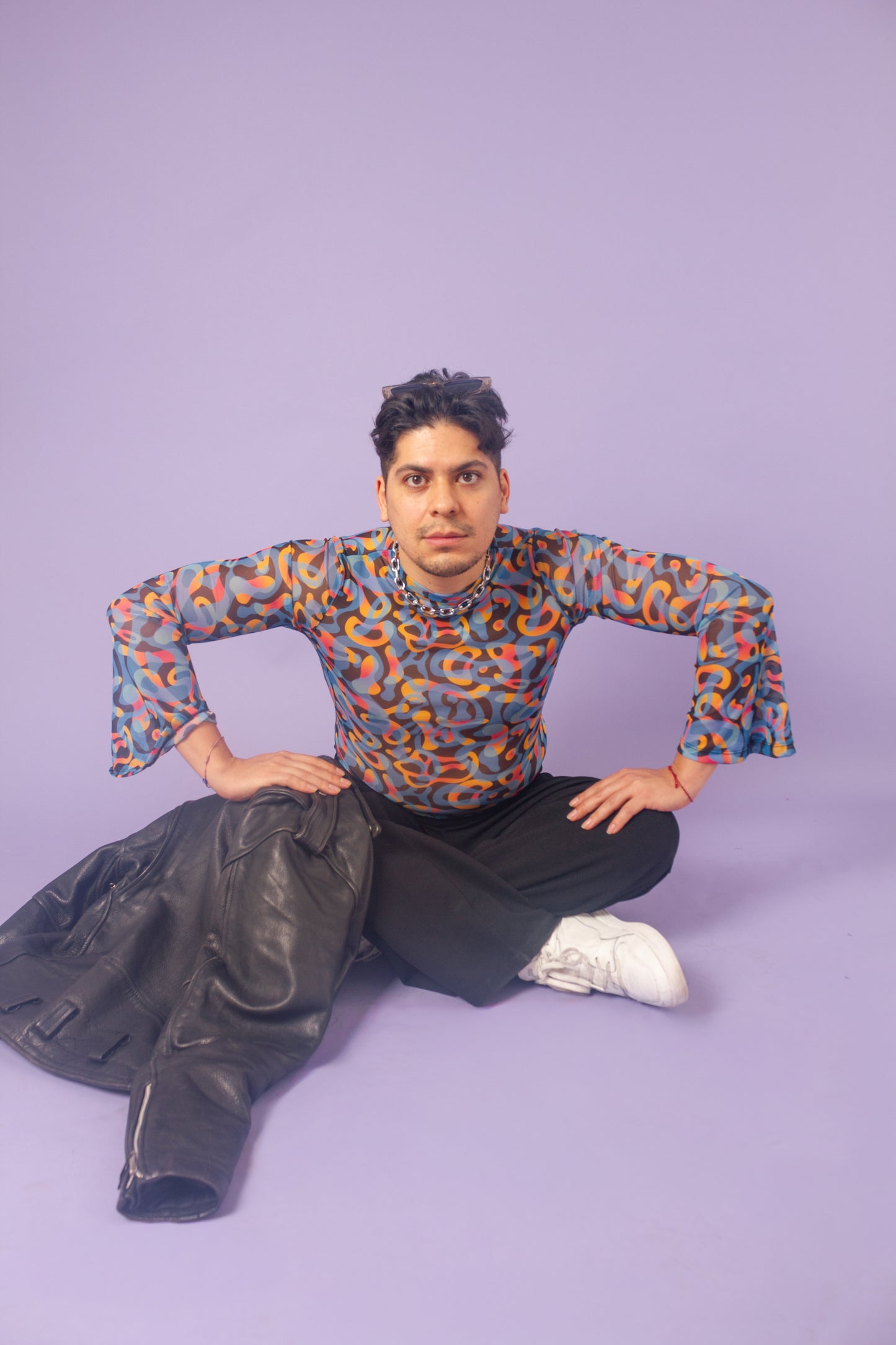 Blusa mesh manga campana amibas