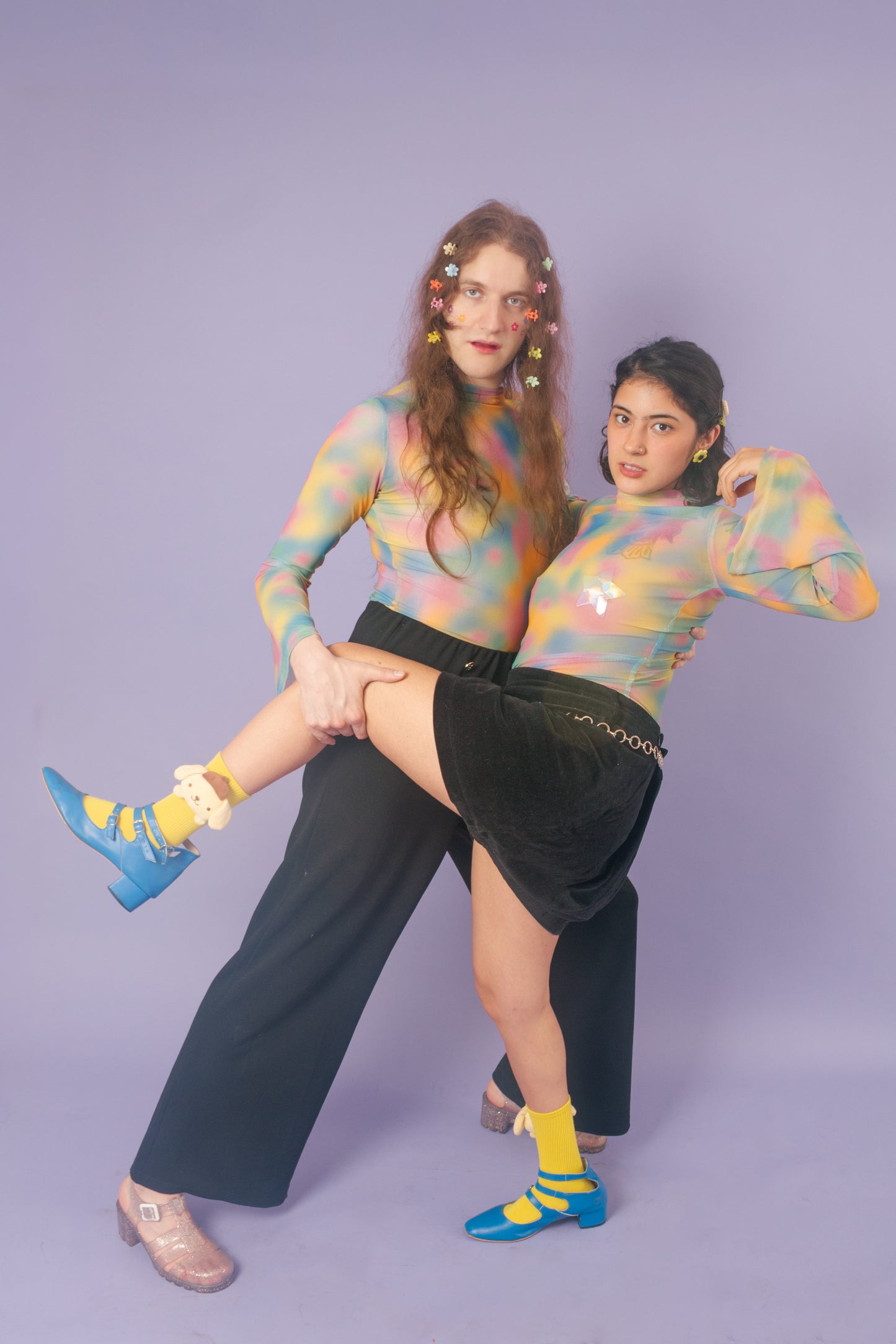 Blusa mesh manga campana Acuarela