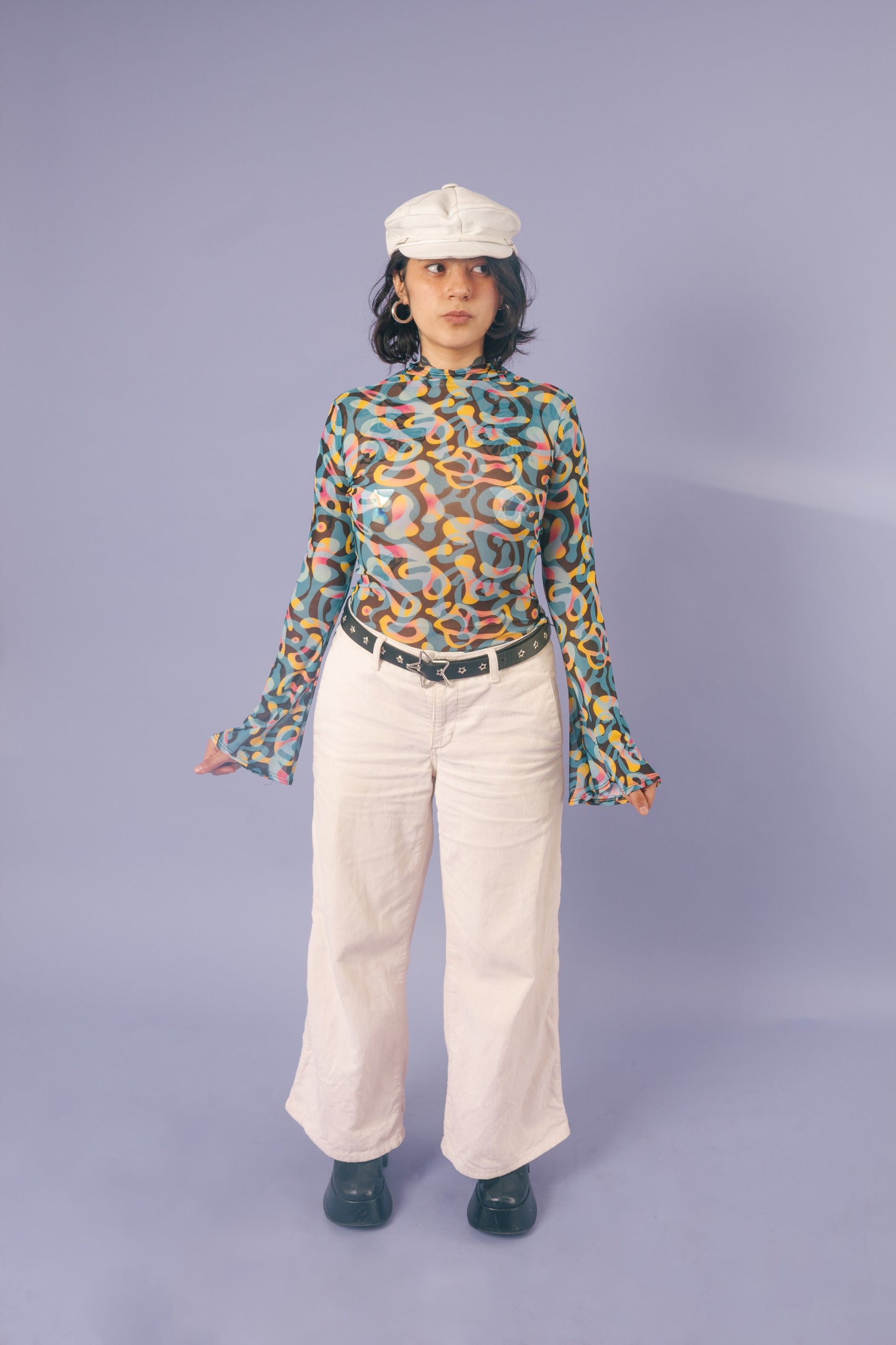 Blusa mesh manga campana amibas