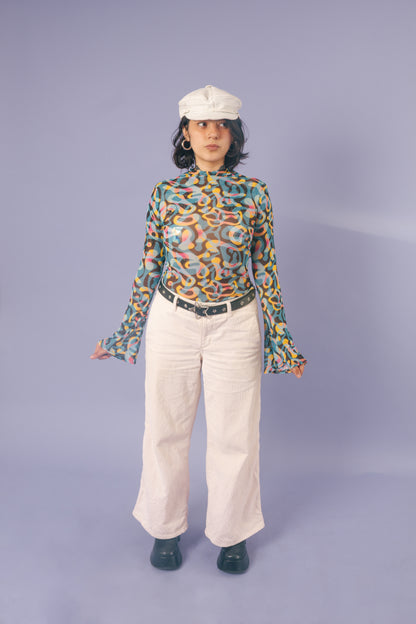 Blusa mesh manga campana amibas