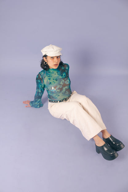 Blusa mesh manga campana galaxia